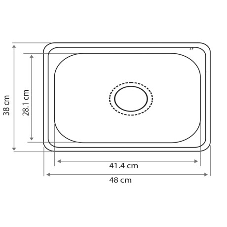 PILETA DE COCINA SATINADO 48X34.5X18CM DGC 000