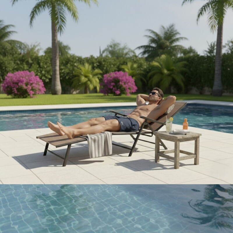 REPOSERA MARRON PLEGABLE P/JARDIN 62X52X185CM Unica