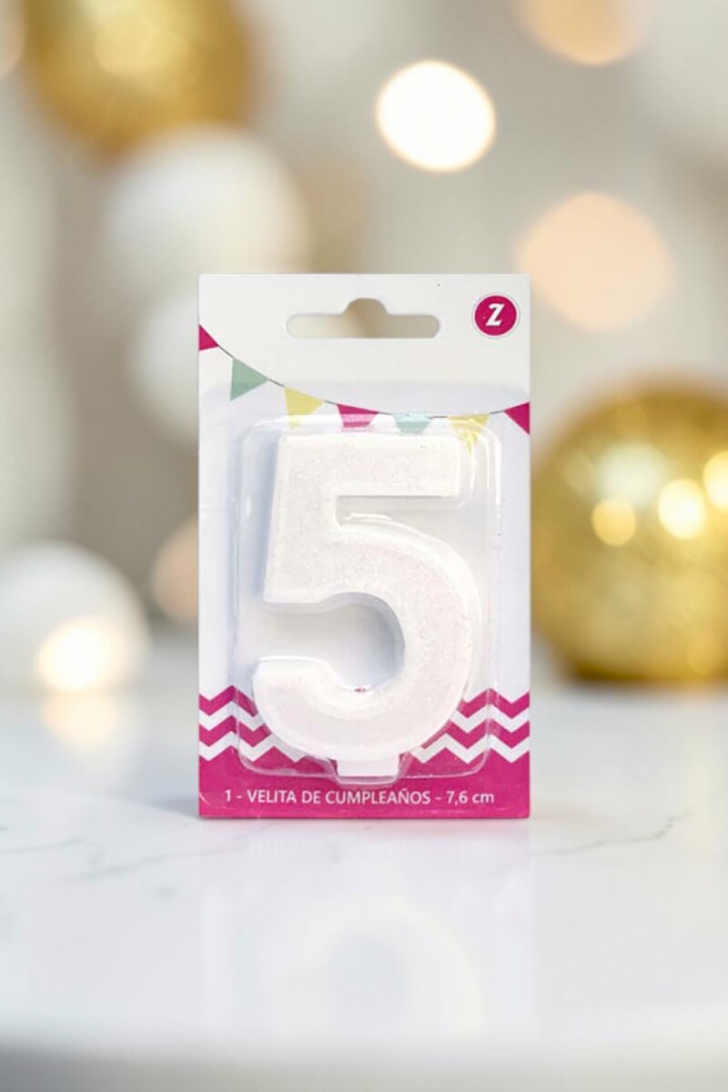 Vela grande glitter n # 5 blanco 