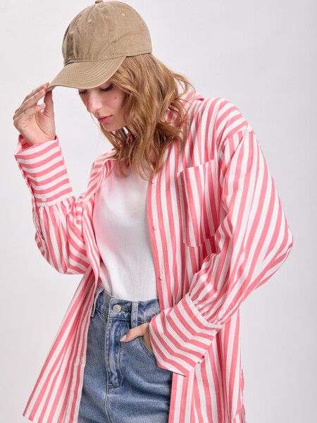 Camisa bolsillo rayada Rojo