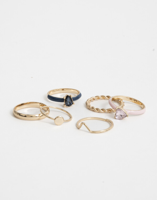 Sets Anillos Sets De Anillos Con Strass Color - Dorado