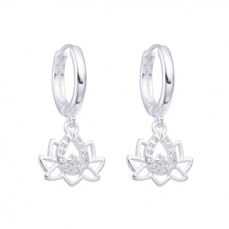 Par de aros de plata 925 con dije, FLOR DE LOTO. Par de aros de plata 925 con dije, FLOR DE LOTO.