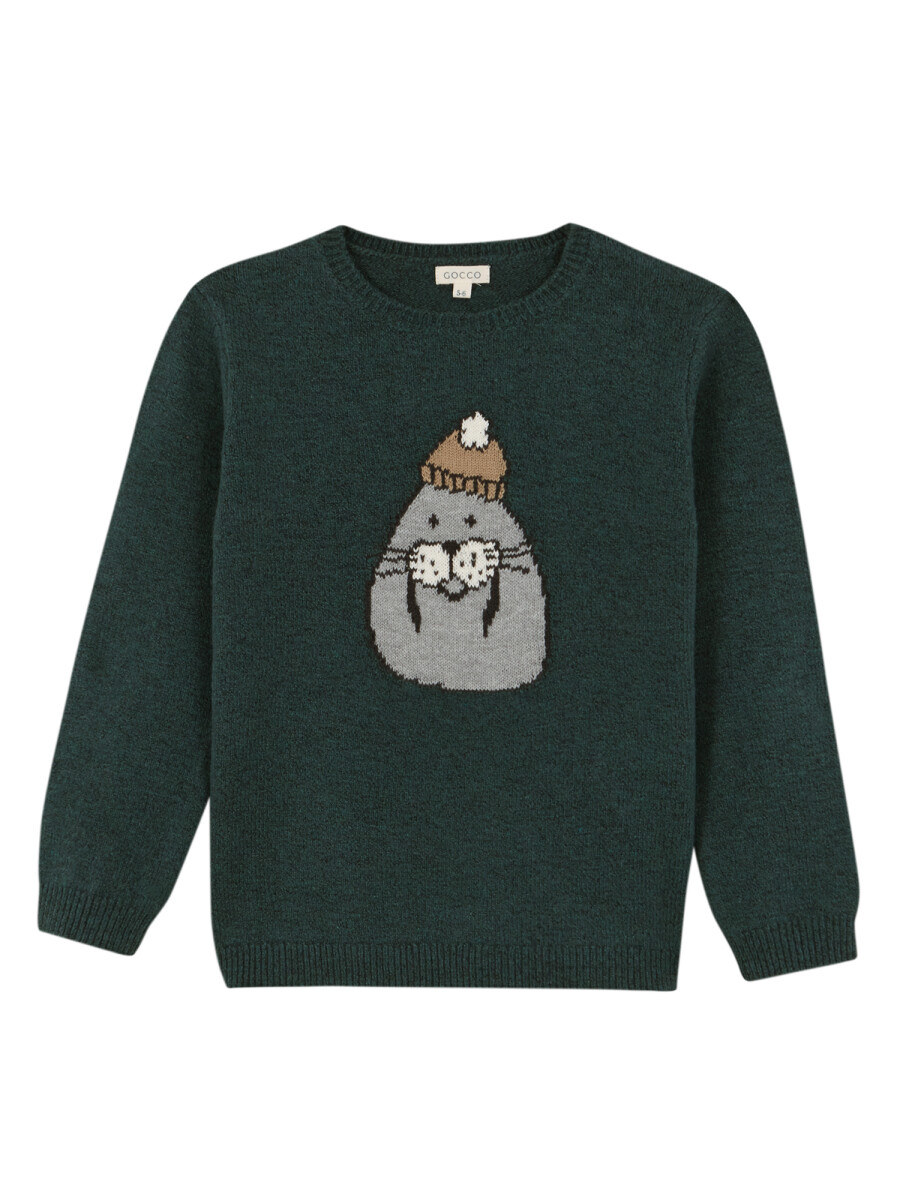 Jersey Con Intarsia Petroleo Melange