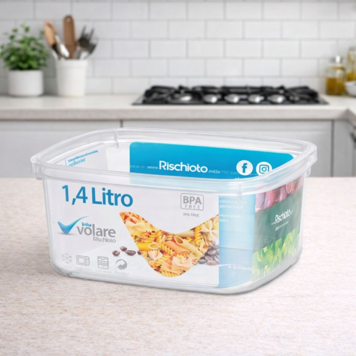 Pote Vianda Alimentos Cuadrado Volare 1,4 litros 