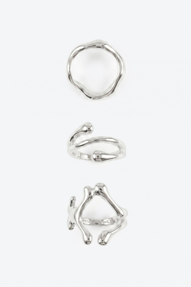 Set de tres anillos gotic plateado