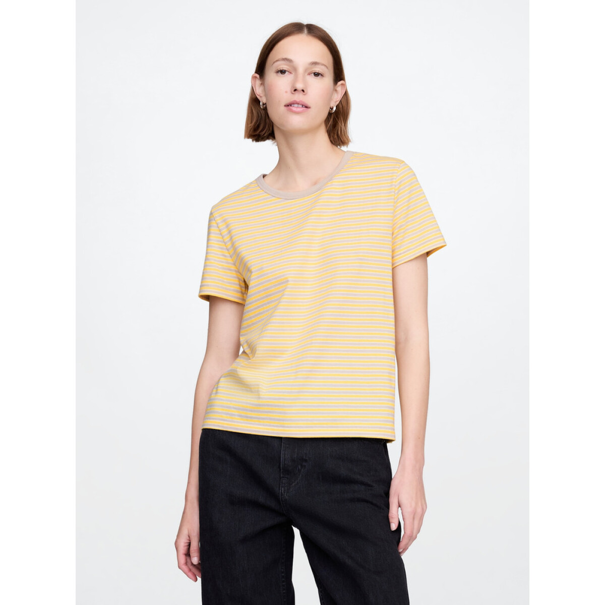 SS ORGANIC VINT CRW 2 - YELLOW STRIPE 