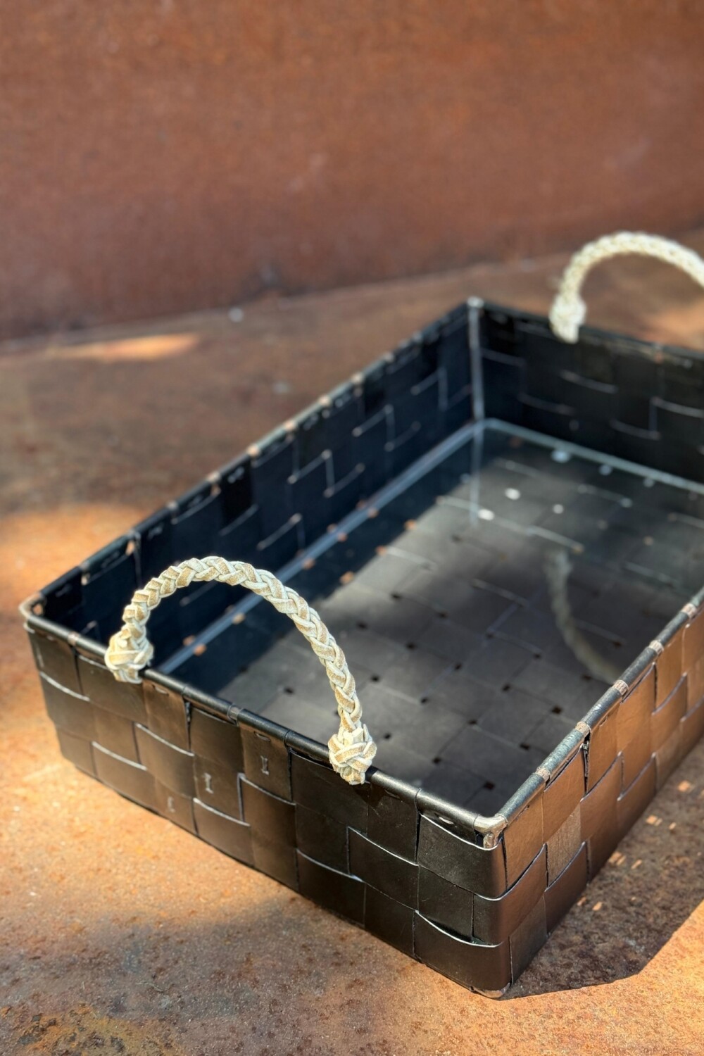 Rectangular Braided Table Basket Chico Negro