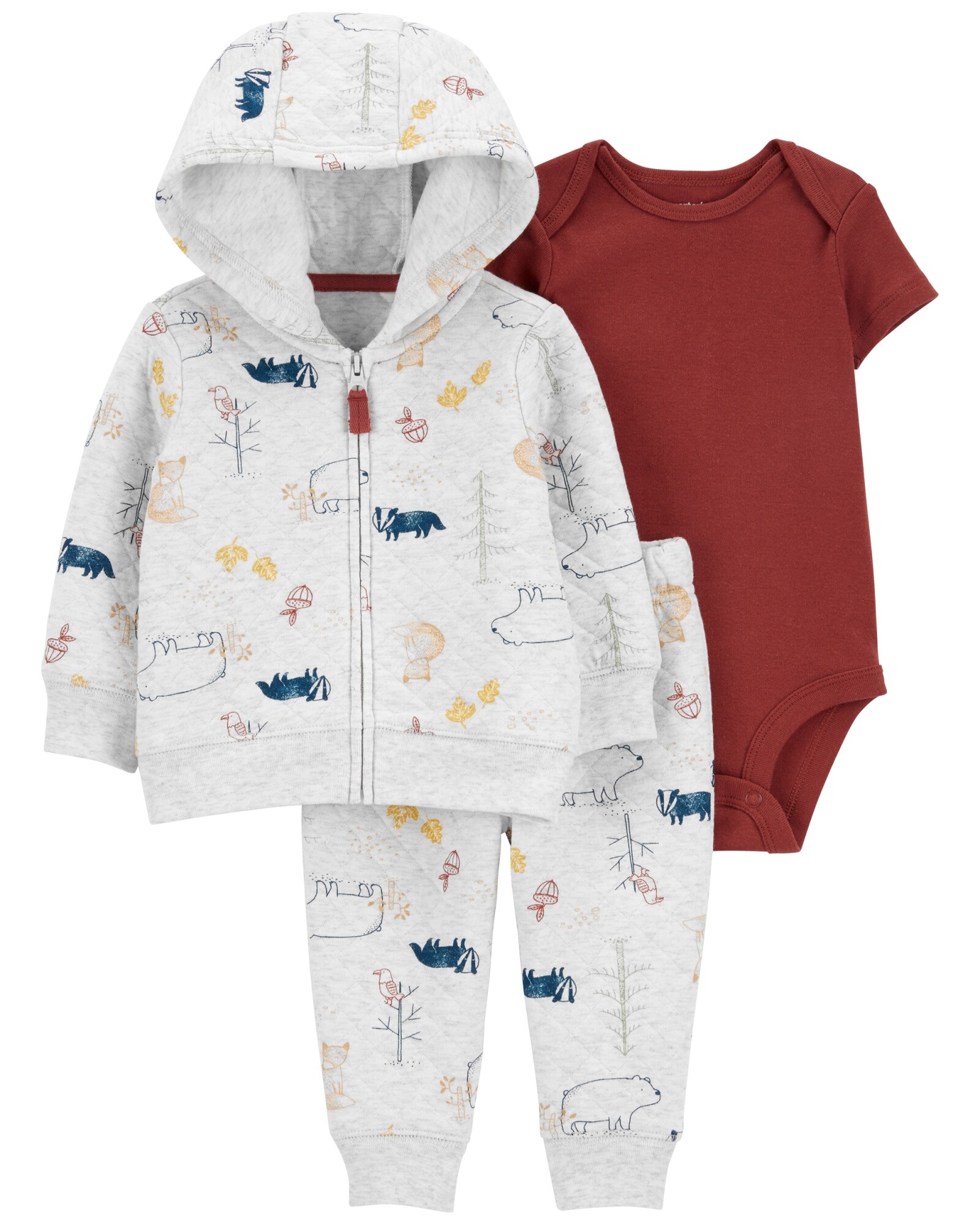 Set tres piezas campera, pantalón y body de algodón 0