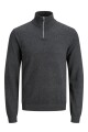 Sweater Wo Cuello Alto Con Cremallera Dark Grey Melange