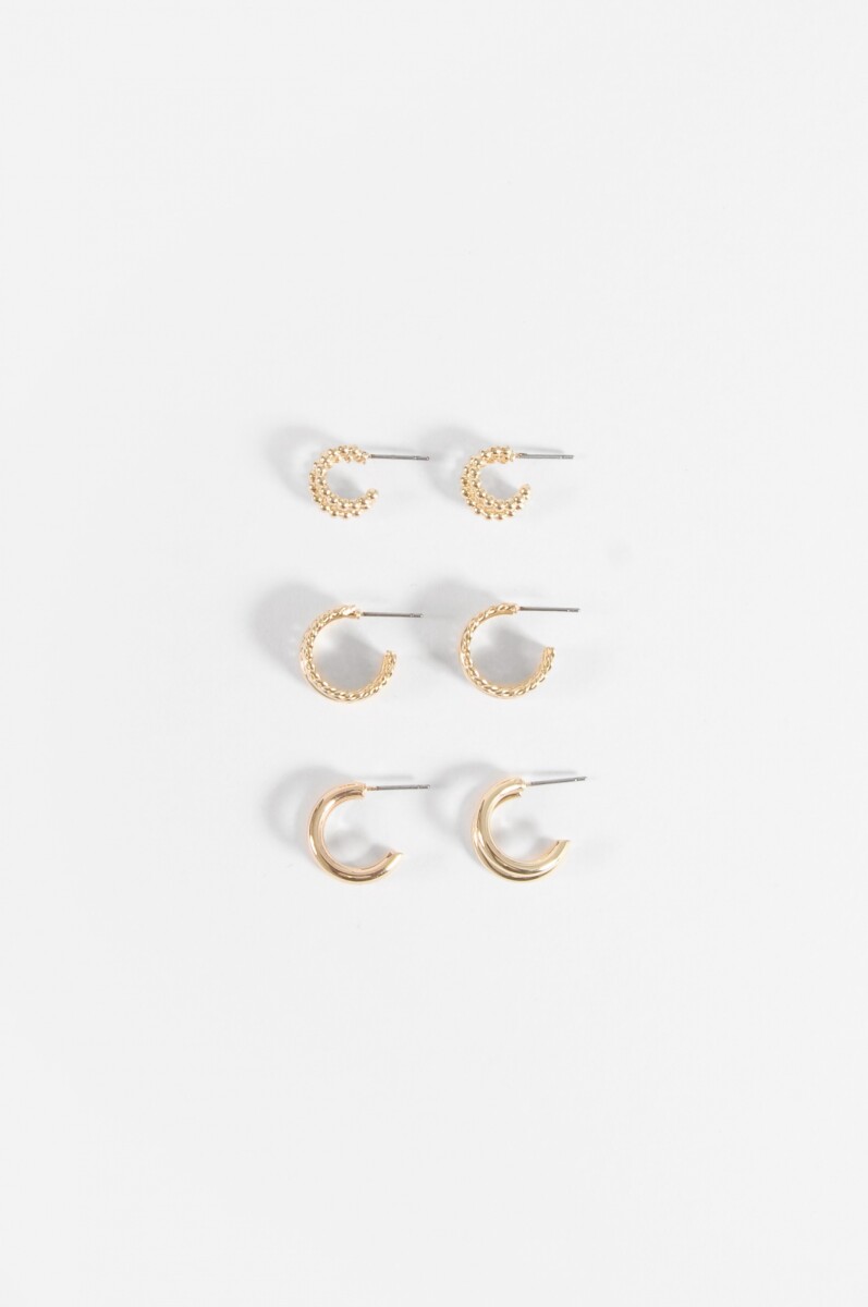 Set de 3 aros dobles - dorado 