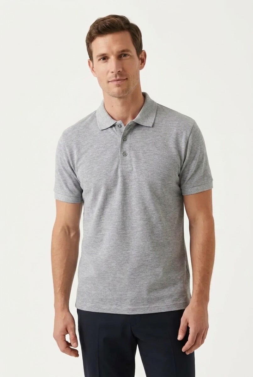 Remera m/c polo basica - Gris melange 