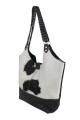 Tote bag de cuero Negro con blanco