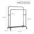 Perchero Doble De Metal Organizador De Ropa Negro