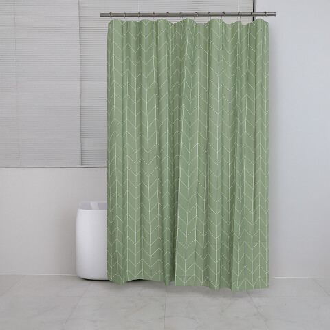 Cortina Baño Bukara con Argollas 180 x 180 cm 1195 GEOMETRICO VERDE