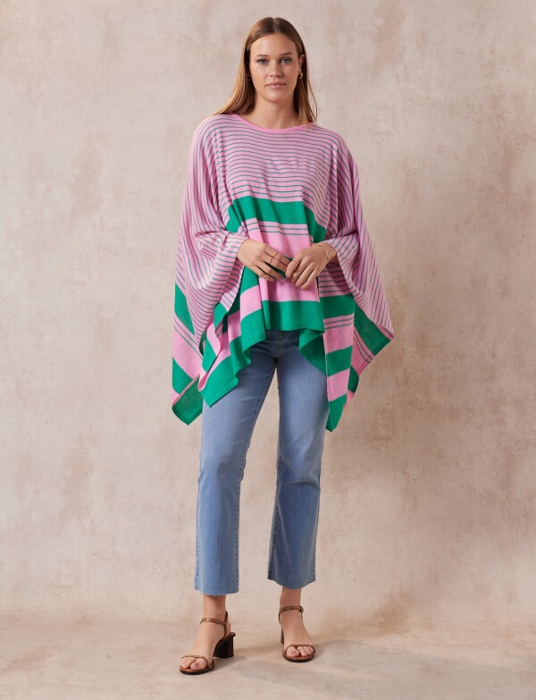 Poncho Lineas ROSA/MULTI