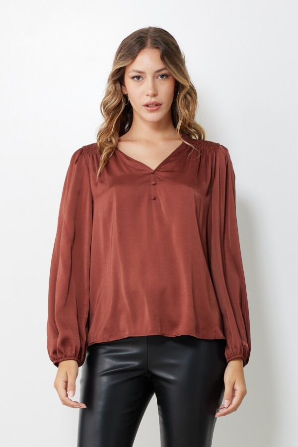 Blusa Satinada MARRON