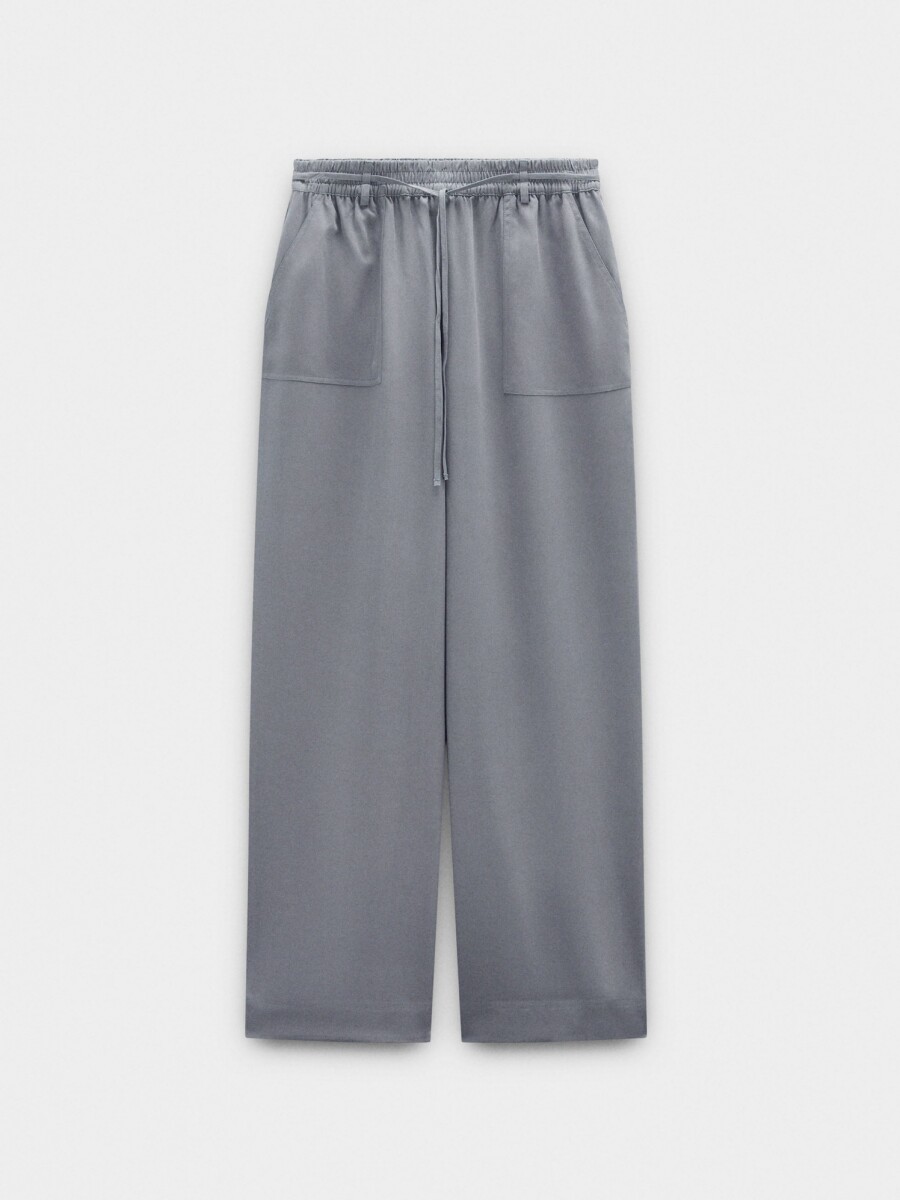 Pantalón Con Cintura Elástica Y Bolsillos gris