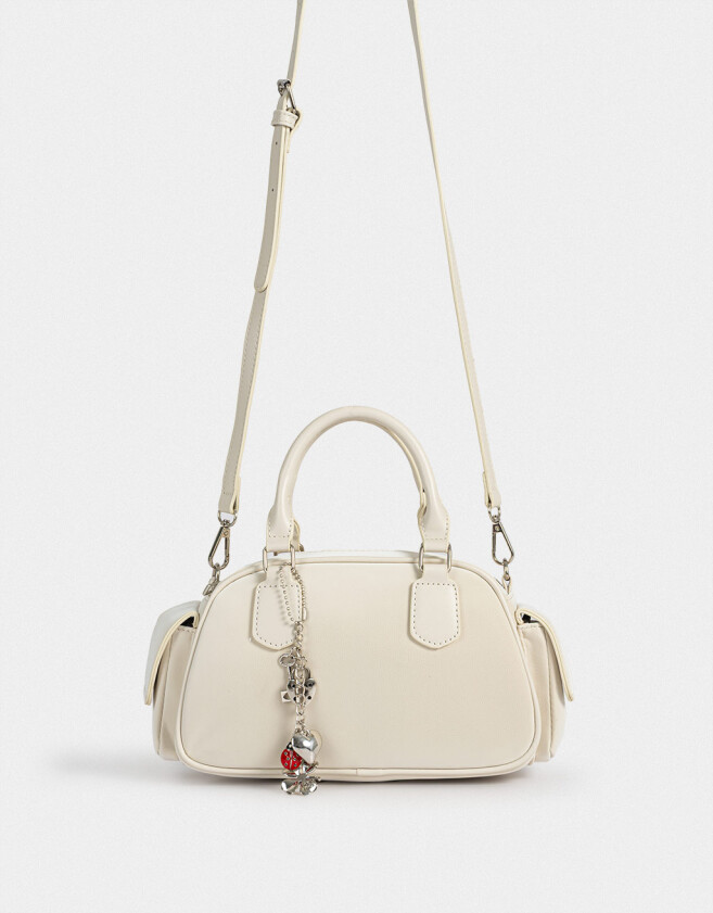 Bowling Cartera Bowling Con Charm - Blanco Crudo