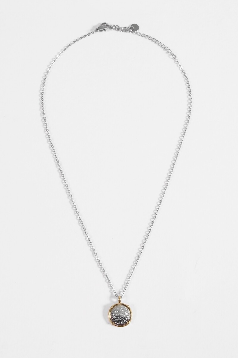 Collar cadena dije medalla plateado