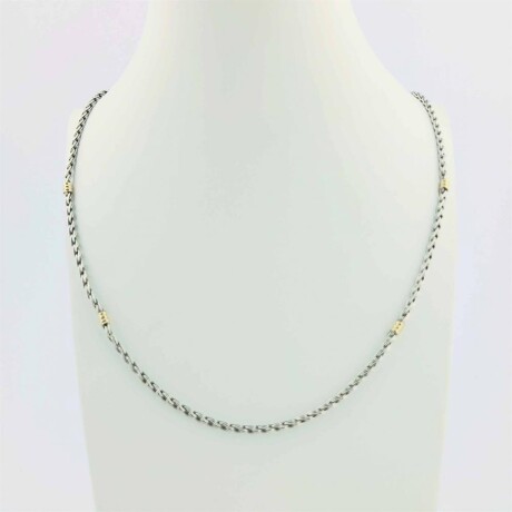 Gargantilla de plata 925 con detalles de double en oro 18Ktes, 45 cm. Gargantilla de plata 925 con detalles de double en oro 18Ktes, 45 cm.