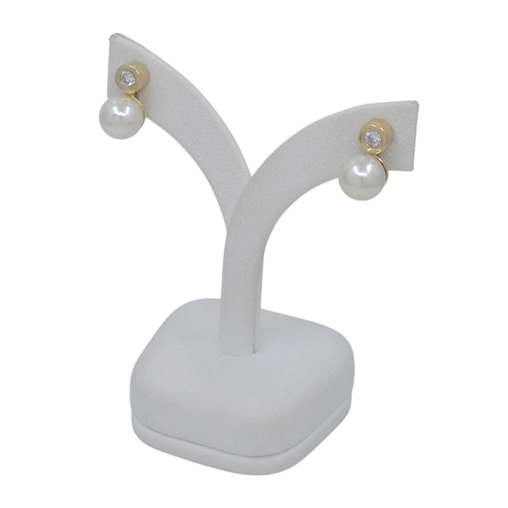 Caravanas oro 18k brillantes y perlas de cultivo 7,5mm Caravanas oro 18k brillantes y perlas de cultivo 7,5mm