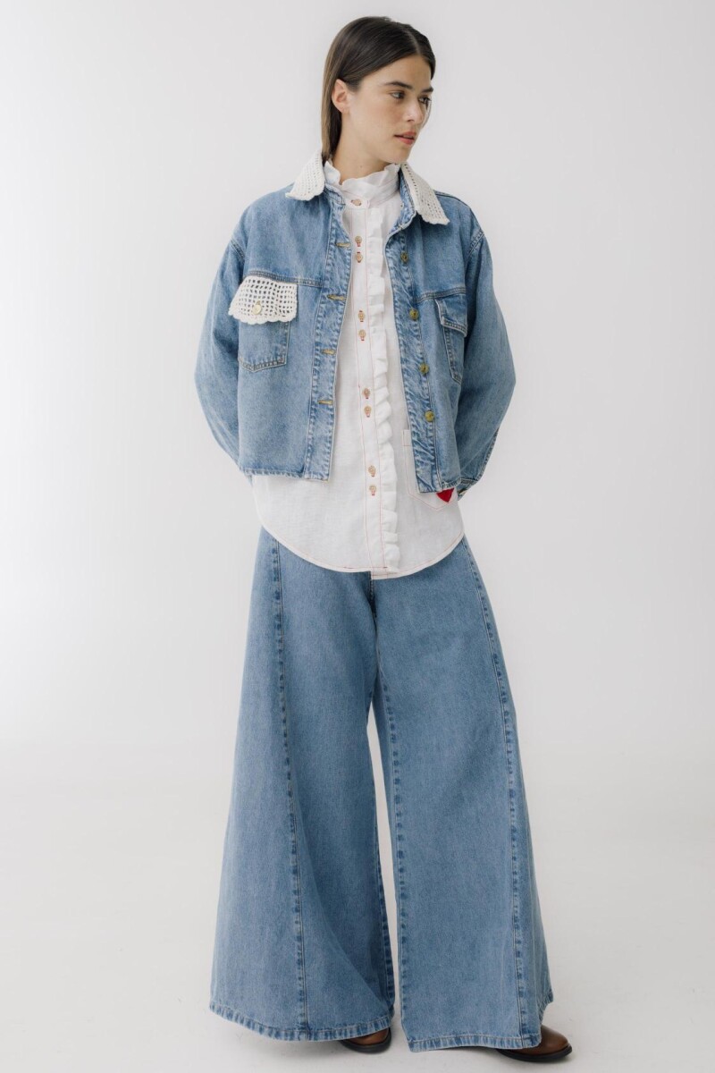 PRE VENTA Campera Couro Jean Crochet Blanco