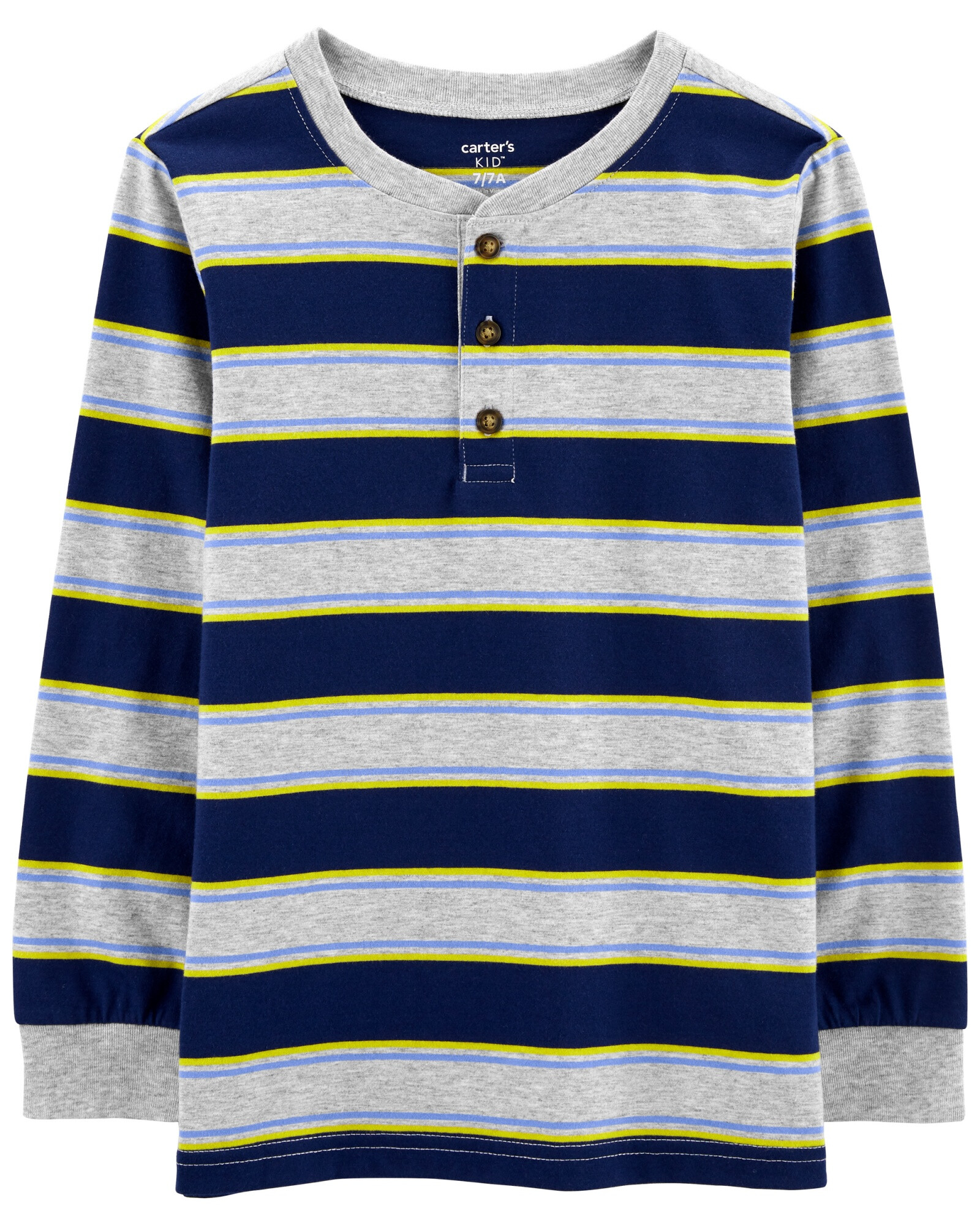 Remera de algod n con botones dise o a rayas. Talles 6 8 Carter