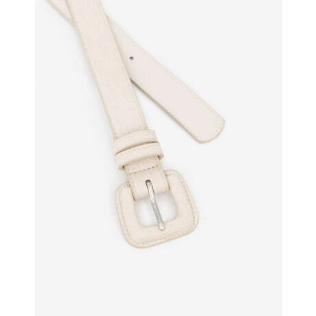 Cinturón Hebilla Cuadrada Blanco Crudo