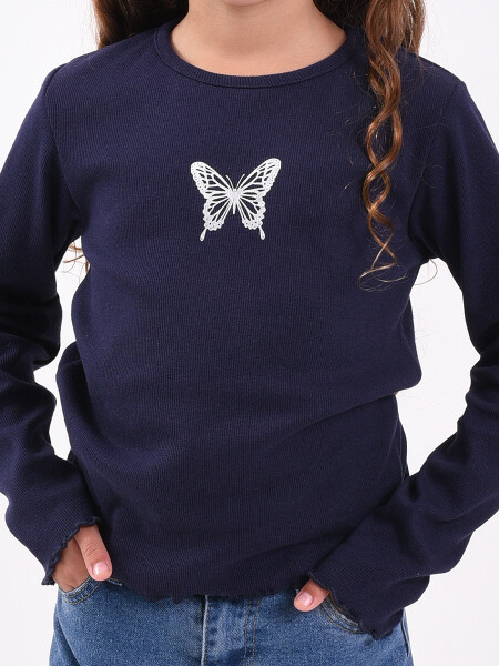 REMERA BUTTERFLY AZUL OSCURO