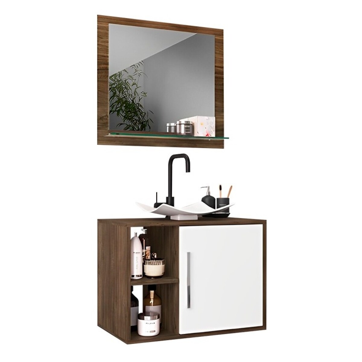 Mueble Baño Elite 1270 + Bacha + Espejo Premium 15mm 