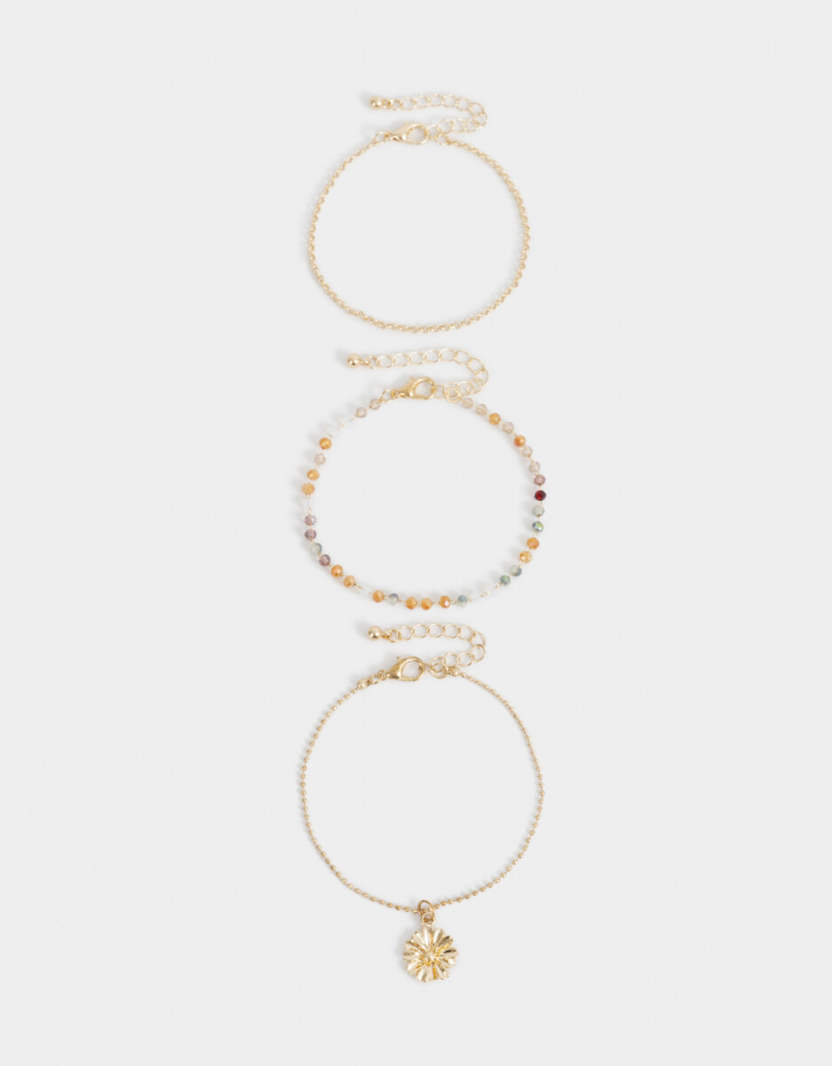 Set De Pulseras Flexibles Con Dije 
