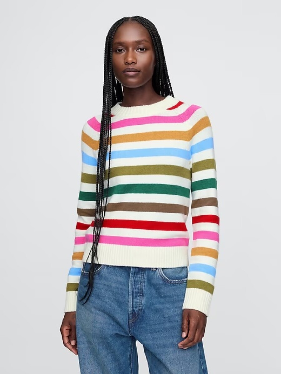 Buzo Cashsoft Cuello Redondo Mujer - Sp Multi Stripe Ho24 