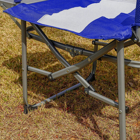 Silla Director Plegable Portable Acero c/ Mesa Playa Camping Azul