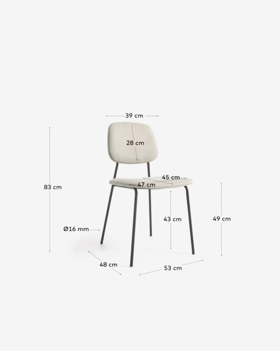 Silla apilable Benilda beige, chapa de roble y acero con acabado negro Silla apilable Benilda beige, chapa de roble y acero con acabado negro