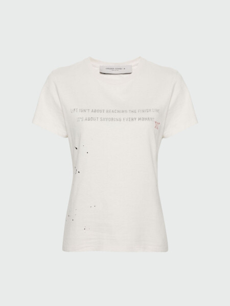 Golden Goose - Camiseta de algodón con cuello a la base Blanco