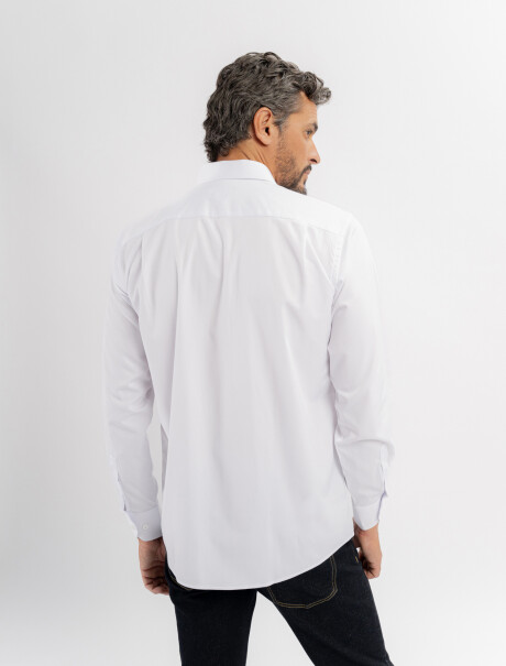 Camisa m/l algodon lisa blanco