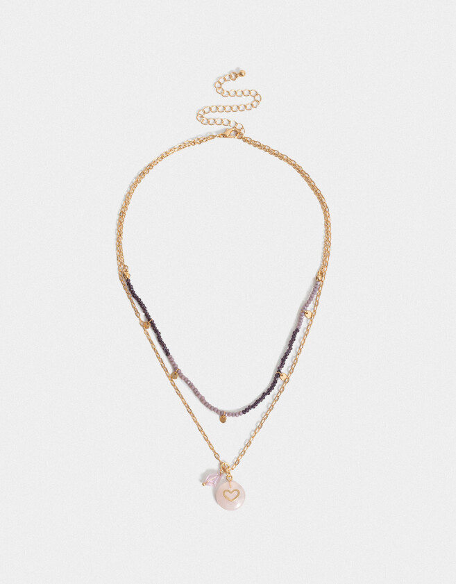 Collares Cortos Capsula Especial Collar Corto Multicadena Con Dije Místico - Dorado