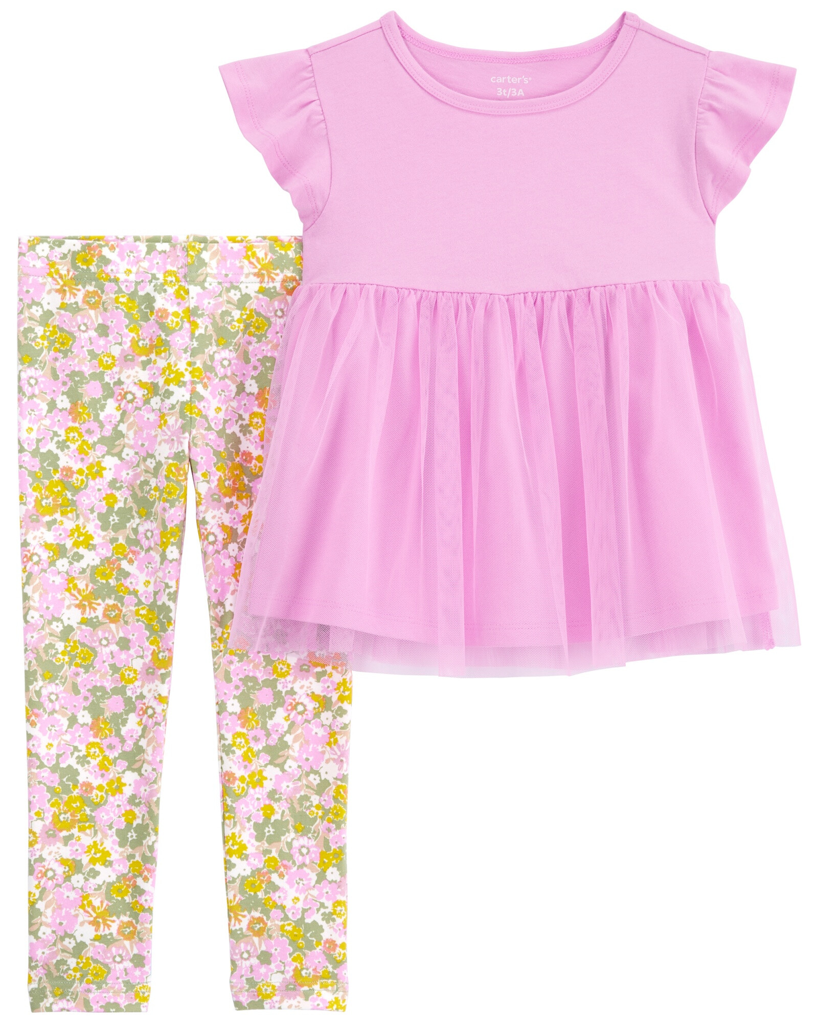 Set dos piezas de algodón, calza floral y blusa Set dos piezas de algodón, calza floral y blusa