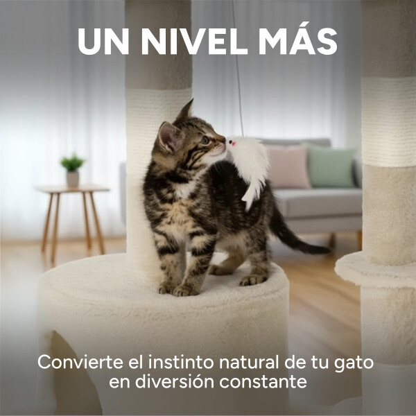 Rascador Torre 5 Niveles En Felpa Y Sisal Para Gato Juego Color Variante Beige