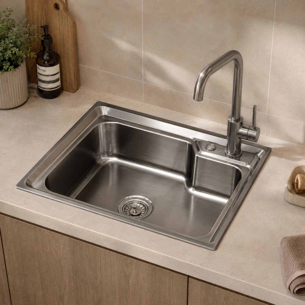 Pileta Simple Cocina Negra Acero Inox. 68x45x21 Cm Pileta Simple Cocina Negra Acero Inox. 68x45x21 Cm