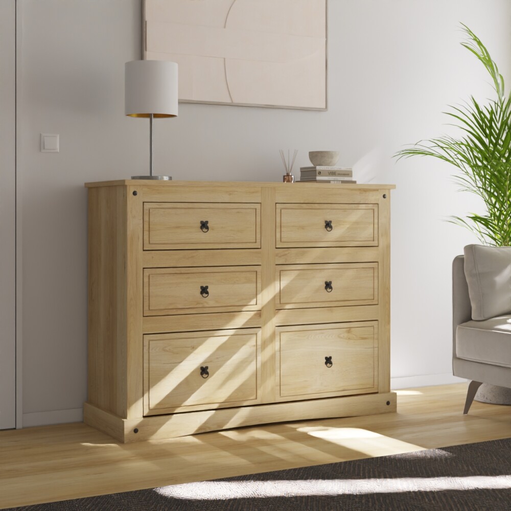 Cómoda 6 Cajones Madera Natural - Linea Mexicana Natural