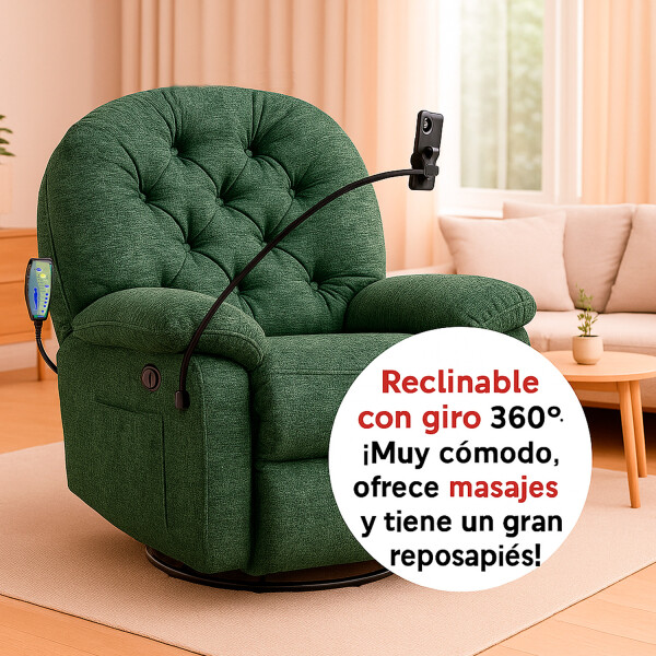 Sillón Masajeador Poltrona Con Control Y Soporte Para Celular VERDE