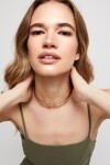 COLLAR DOBLE BAÑADO EN ORO 18K CON TOPACIO BLANCO Colgante