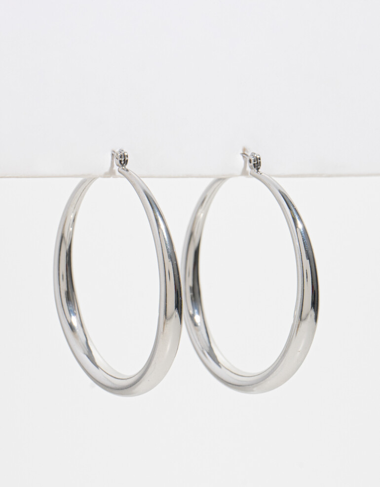 Aros Argollas Metal Argollas De Metal - Plateado Rodio