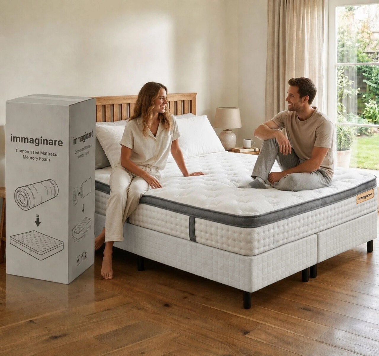 SOMMIER PREMIUM KING EN CAJA DUBAI DORMITORIO HÍBRIDO RESORTES 