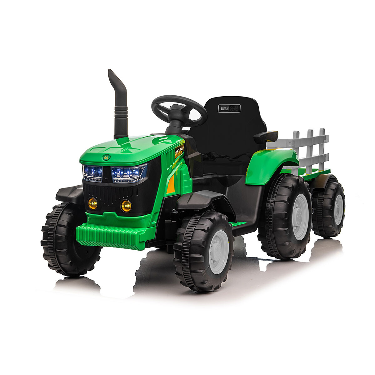 Tractor para niños a bateria color verde y amarillo 