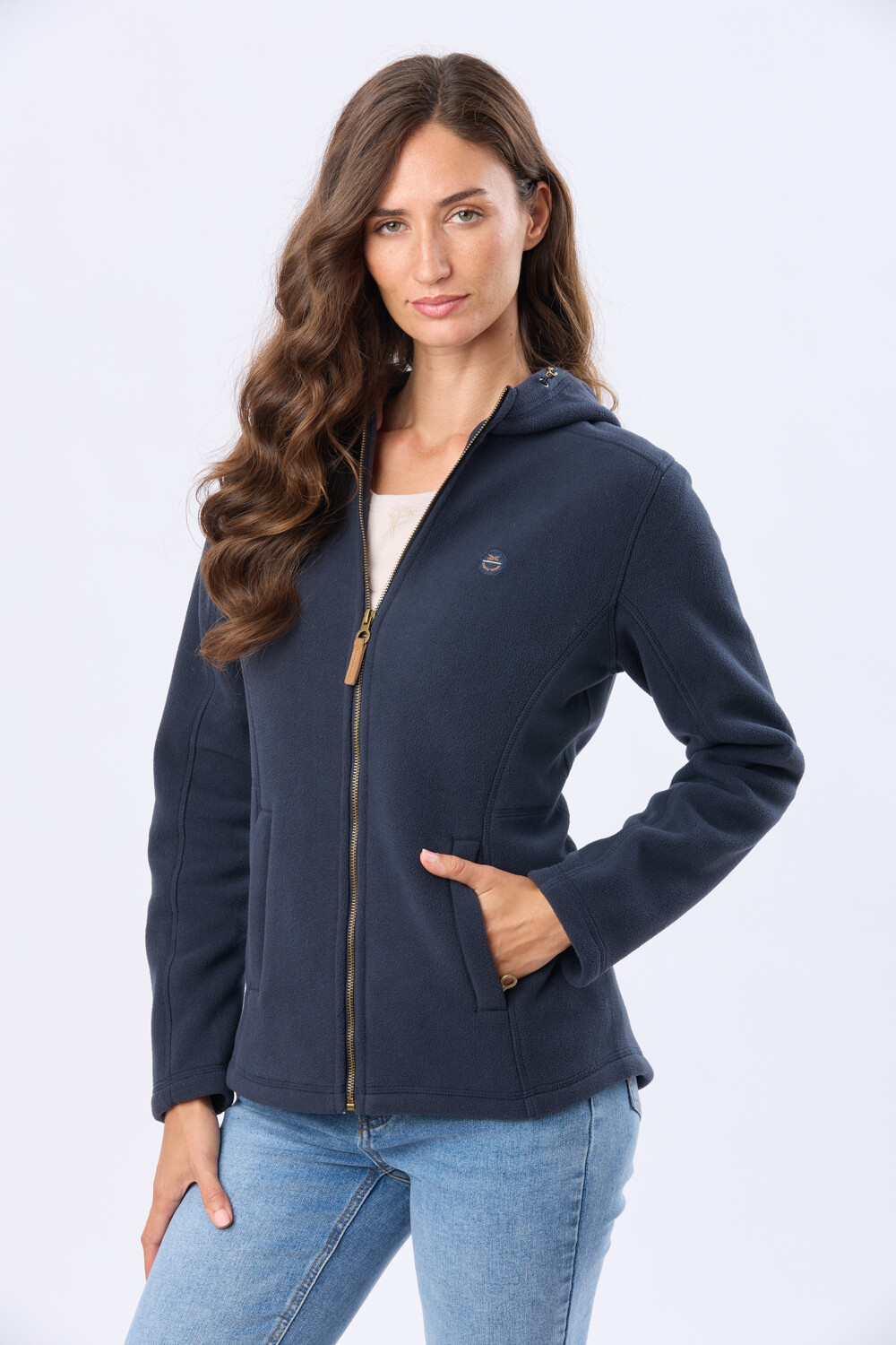 CAMPERA POLAR CON CAPUCHA Azul