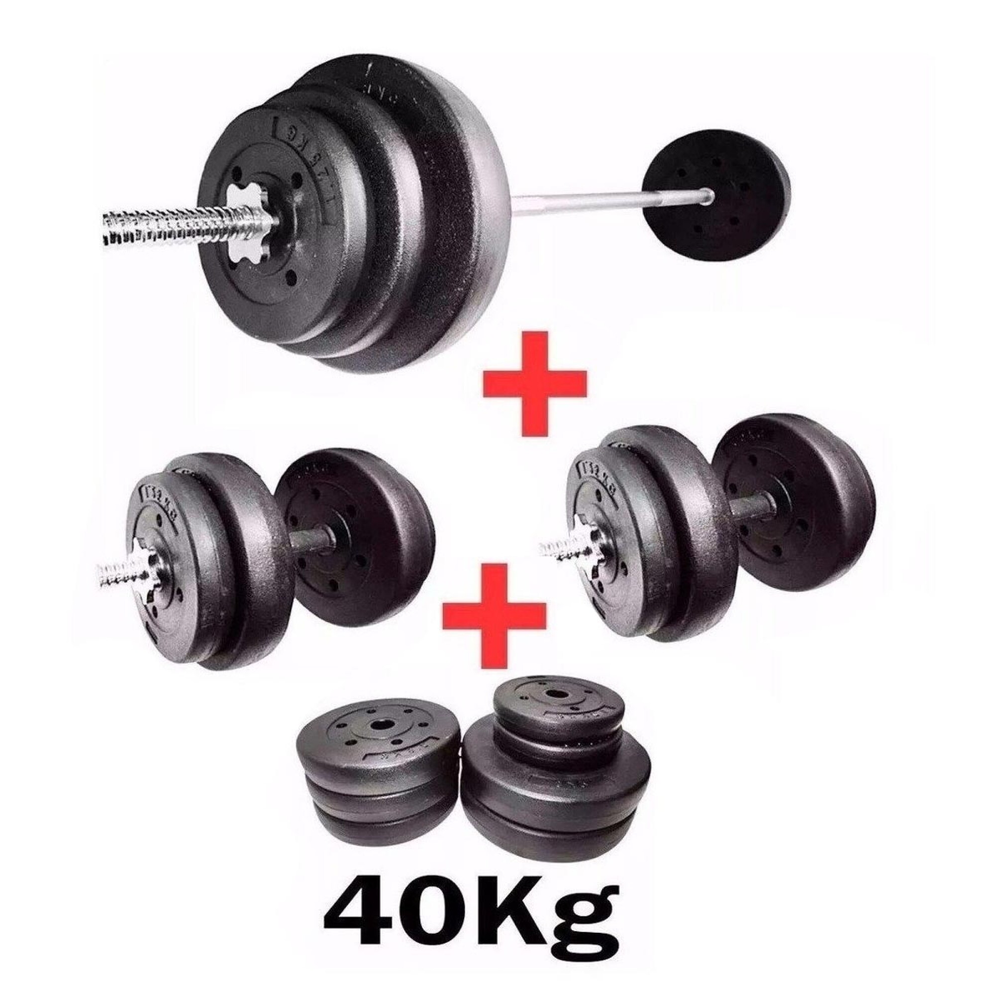 Set Kit 2 Discos Por 40 Lb Para Pesas Barras-mancuernas Gym