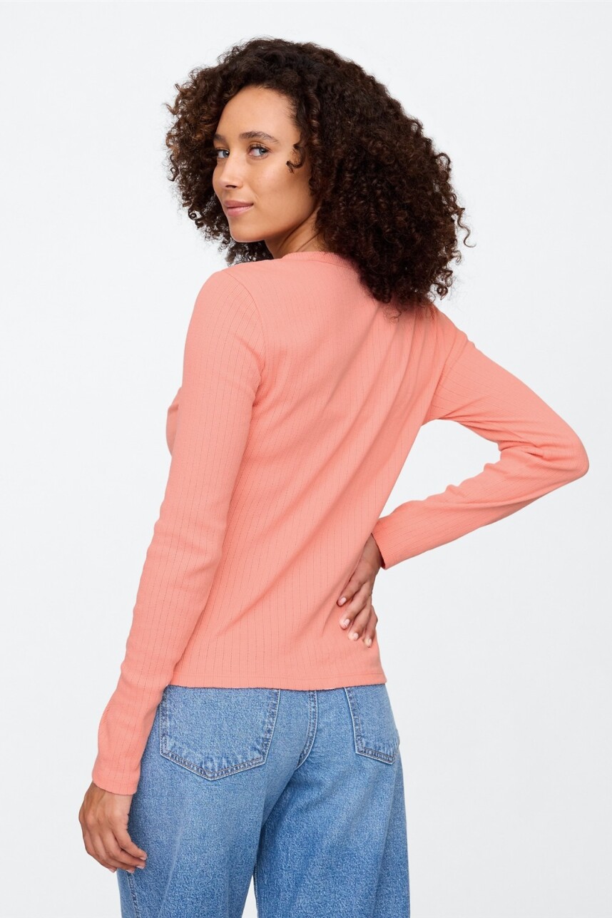 Remera Rib Pointelle Mujer Tea Rose