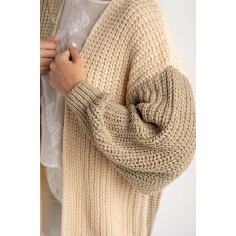 Cardigan Combinado Algodón Nacar